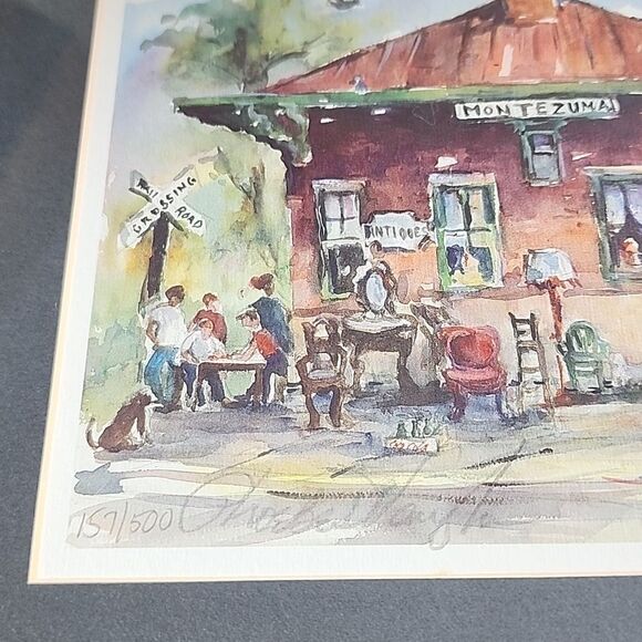 Vintage Signed Print 157/200 Phoebe DeVaughn Train Depot Small Town Georgia - Picture 5 of 6